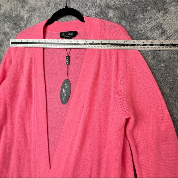 NEW! 100% Cashmere Claudia Nichole Bright Pink Cardigan Sweater Size Large NWT - Picture 7 of 15